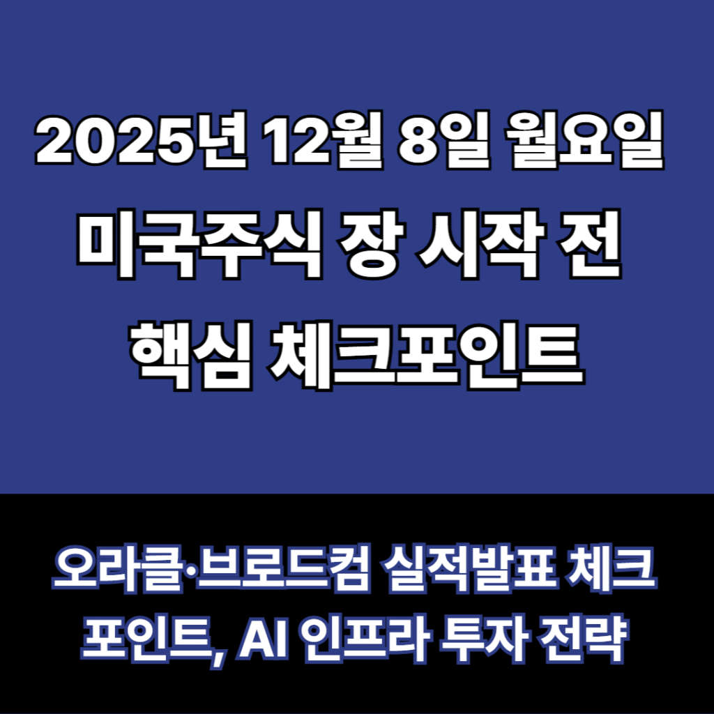 2025년 12월 8일 월요일  미국주식 장 시작 전  핵심 체크포인트