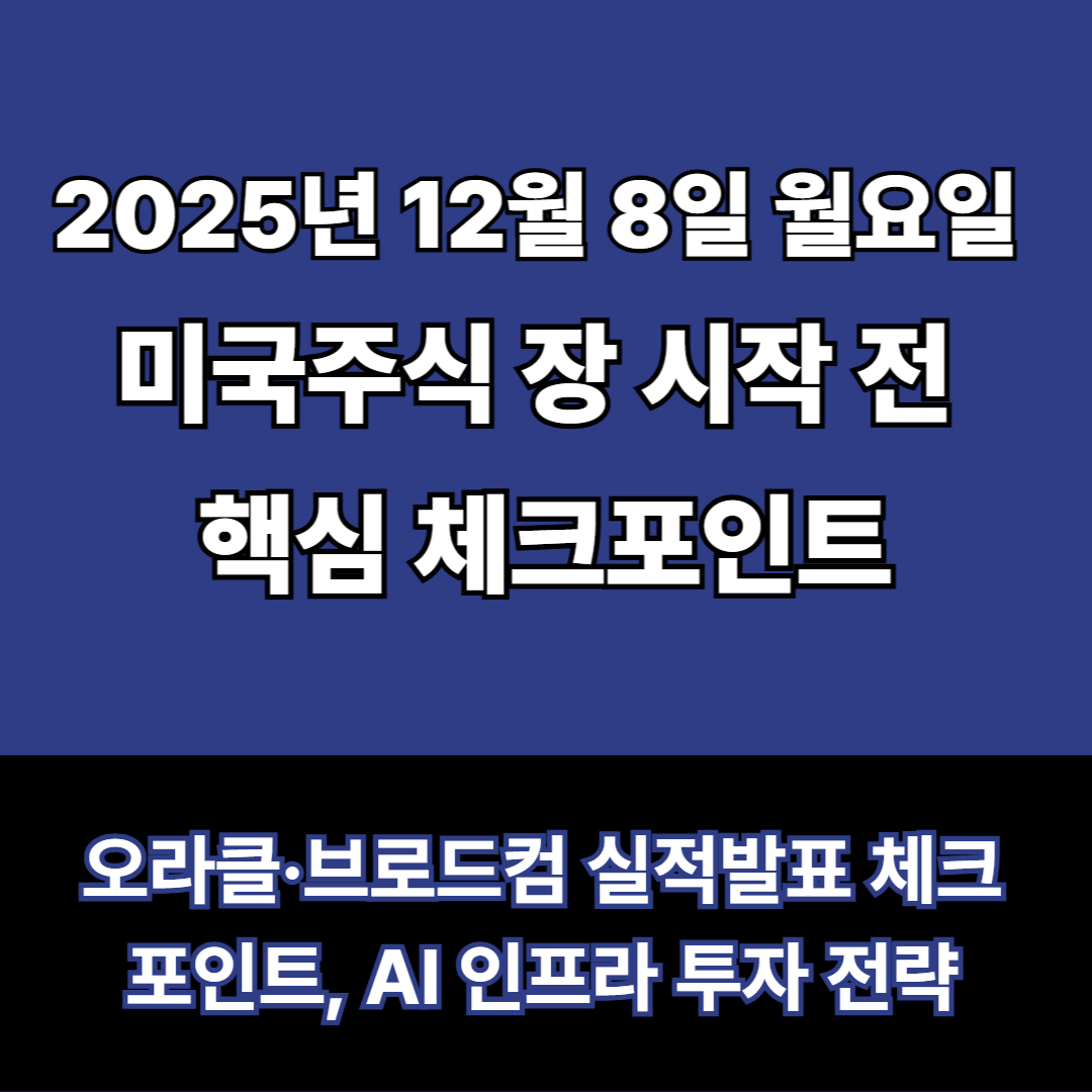 2025년 12월 8일 월요일  미국주식 장 시작 전  핵심 체크포인트