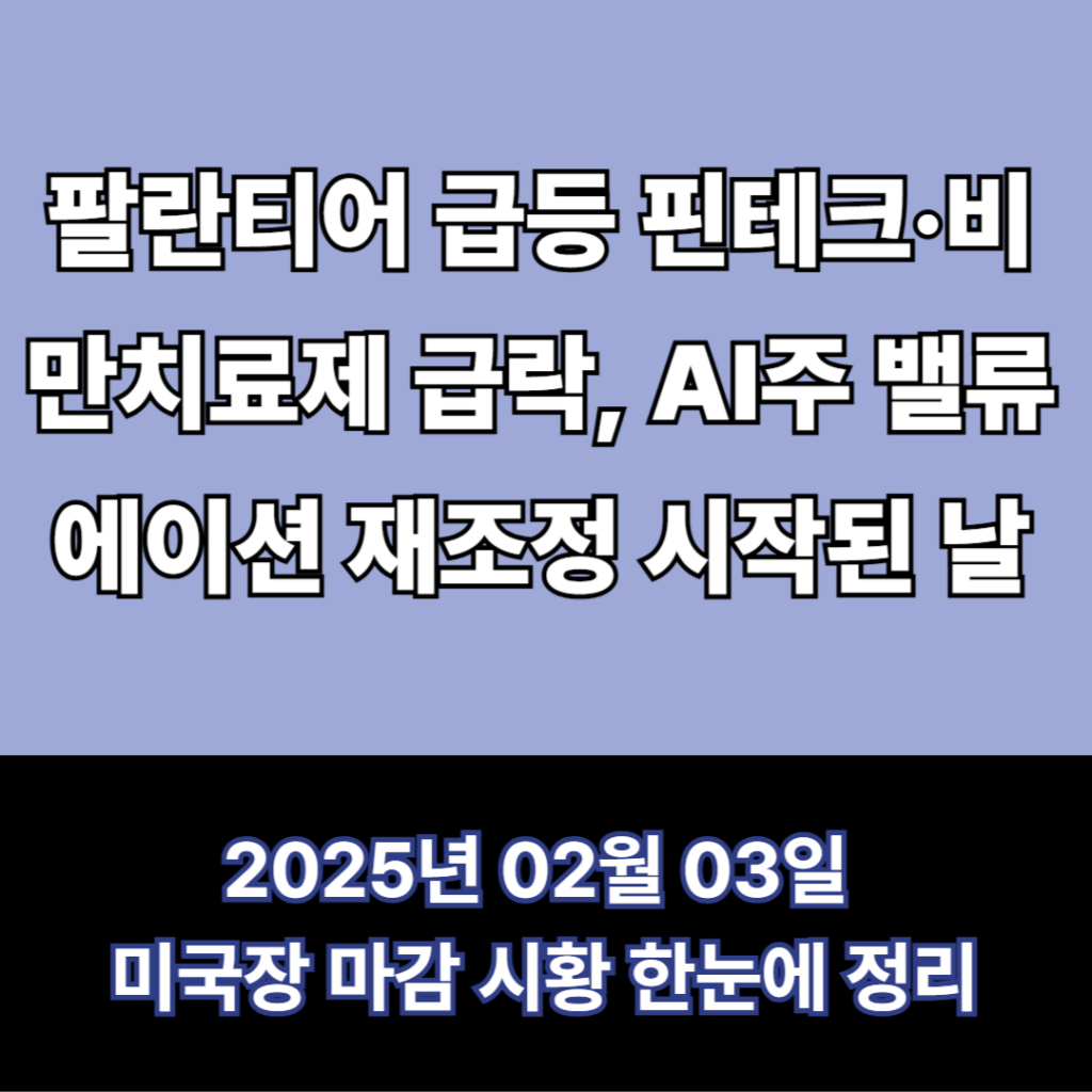 팔란티어 급등 vs 핀테크·비만치료제 급락, AI주 밸류에이션 재조정 시작된 날
