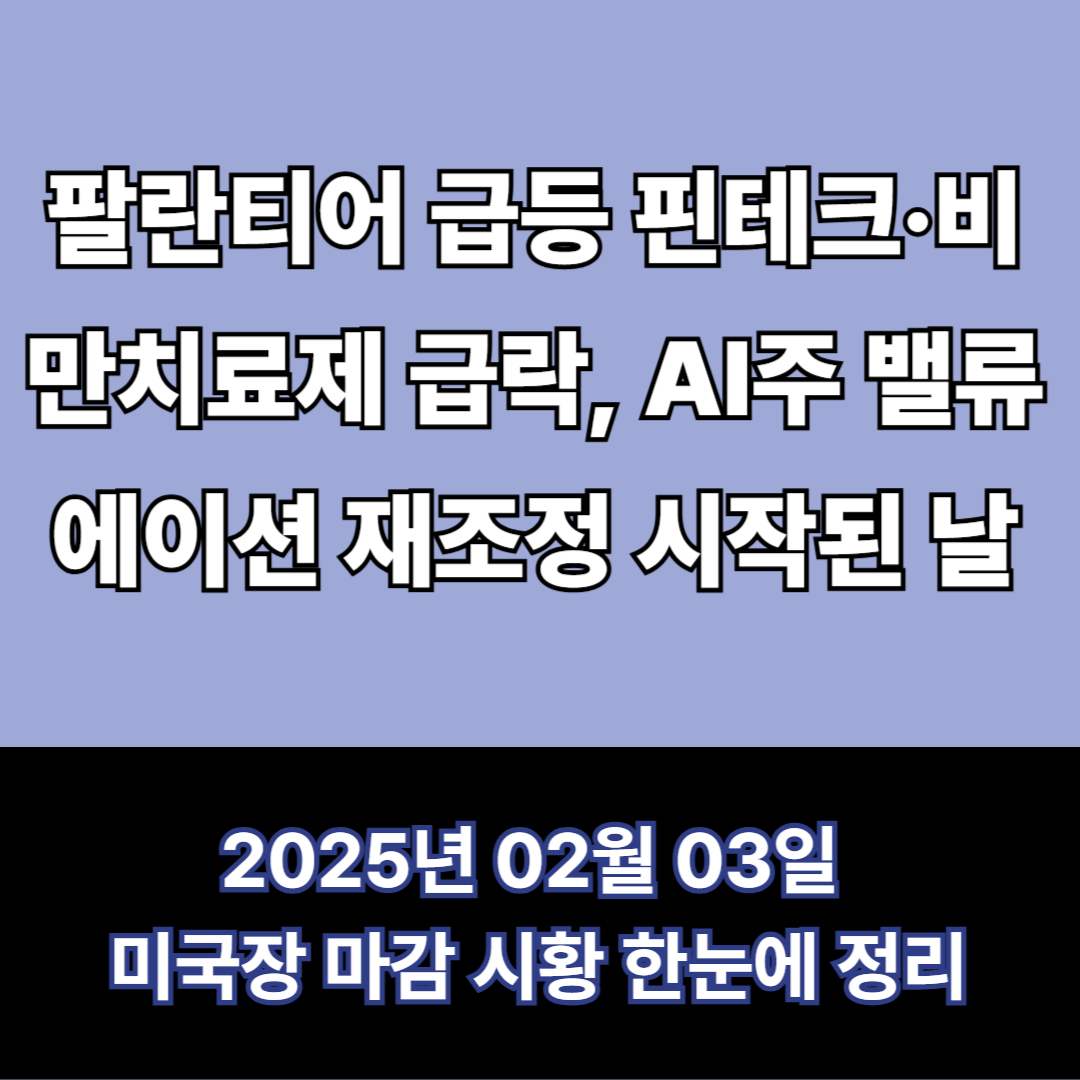 팔란티어 급등 vs 핀테크·비만치료제 급락, AI주 밸류에이션 재조정 시작된 날